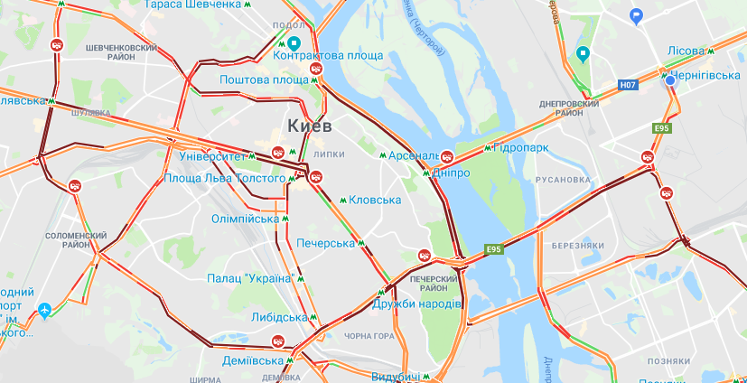 Киев сковали 9-балльные пробки