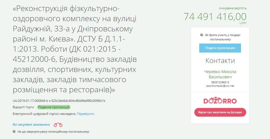 Полная стоимость работ - 74 миллиона 491 тысяча 416 гривен Полная стоимость работ - 74 миллиона 491 тысяча 416 гривен