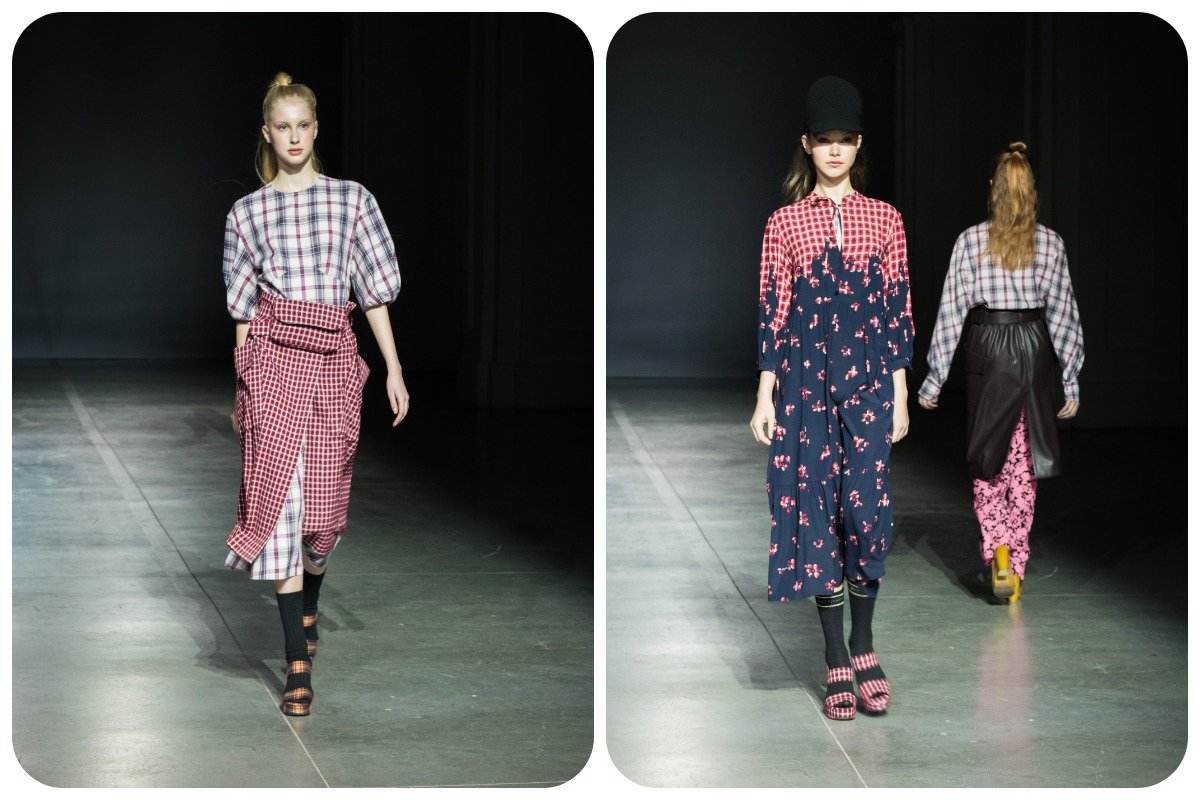 В одежде Пустовит использует соединение цветов с размытой клеткой на принтах