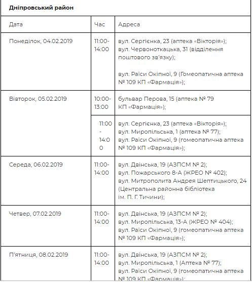 График приема в Днепровском районе График приема в Днепровском районе