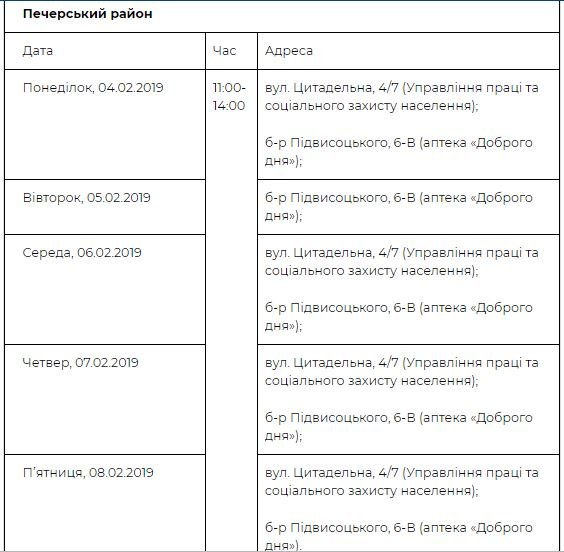 График приема в Печерском районе График приема в Печерском районе