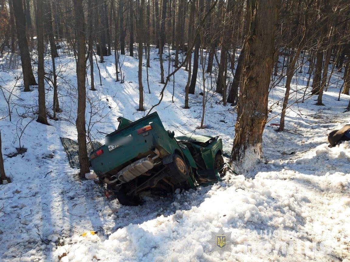 Автомобиль ВАЗ вылетел в кювет и врезался в дерево, в результате чего погибли водитель и пассажир 