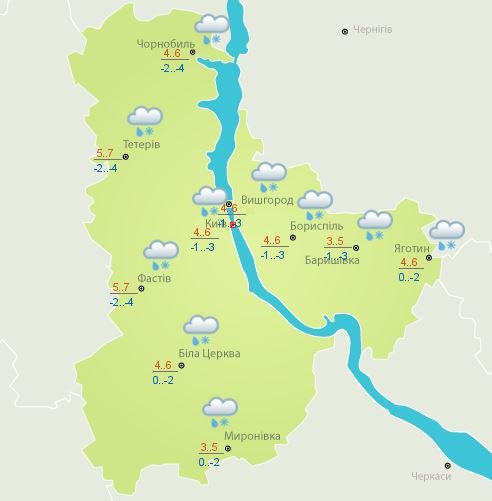 Погода на 12 марта по данным Украинского гидрометцентра Погода на 12 марта по данным Украинского гидрометцентра