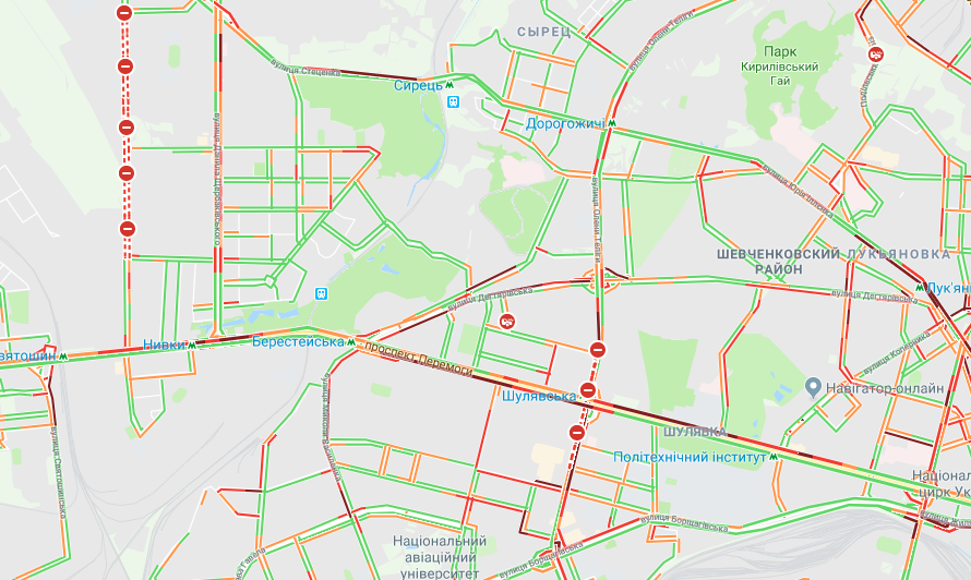 Шулявка, Лукьяновка, Дорогожичи, Берестейская едут очень медленно Шулявка, Лукьяновка, Дорогожичи, Берестейская едут очень медленно