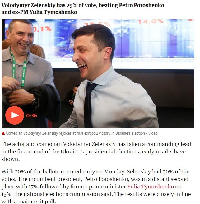 Актер и комик Владимир Зеленский взял на себя ведущую роль в первом туре президентских выборов