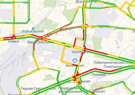 Частичные тянучки присутствуют в районе Шулявки, Берестейской и Нивок Частичные тянучки присутствуют в районе Шулявки, Берестейской и Нивок