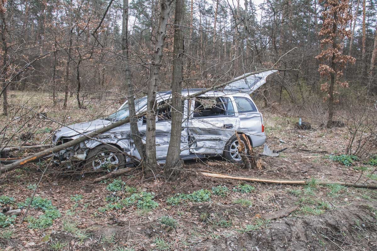 От удара Astra вылетел на обочину и врезался в деревья