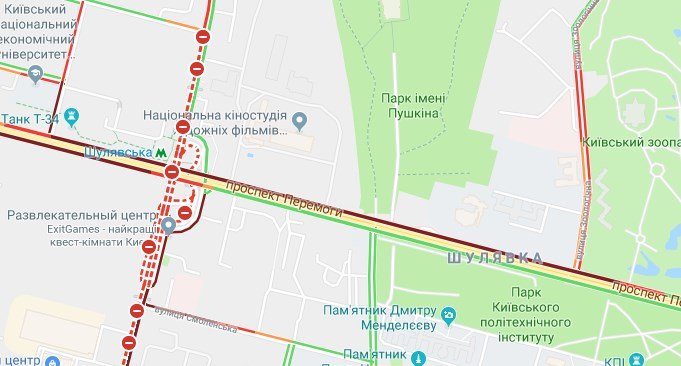 На проспекте Победы по классике жанра серьезные заторы
