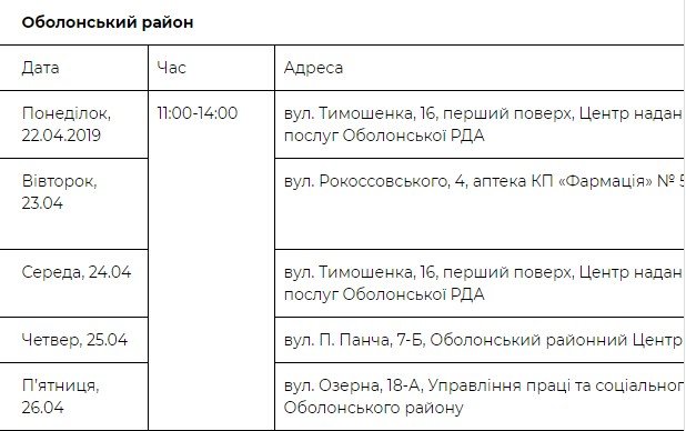 График приема граждан в Оболонском районе столицы