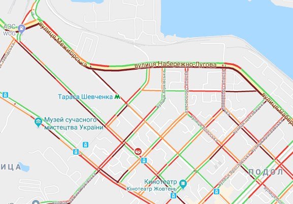 Затруднено движение и на Подоле Затруднено движение и на Подоле
