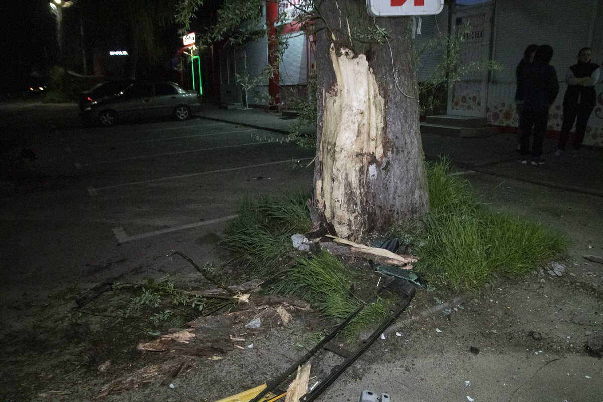 Автомобиль остановился об дерево 