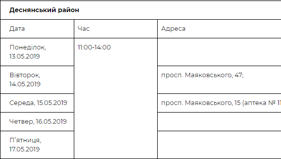 График приема граждан в Деснянском районе столицы