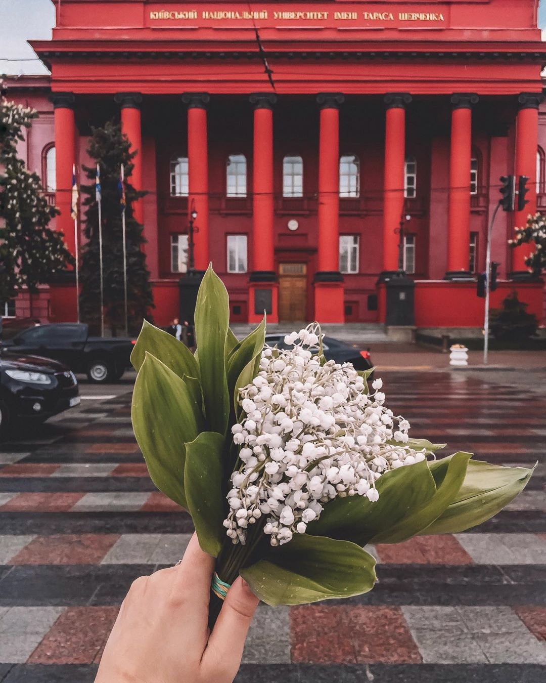 Беспроигрышным вариантом для яркого снимка является "красный" корпус КНУ, особенно когда ему признаются в любви. Фото: @alinka_yurchyk