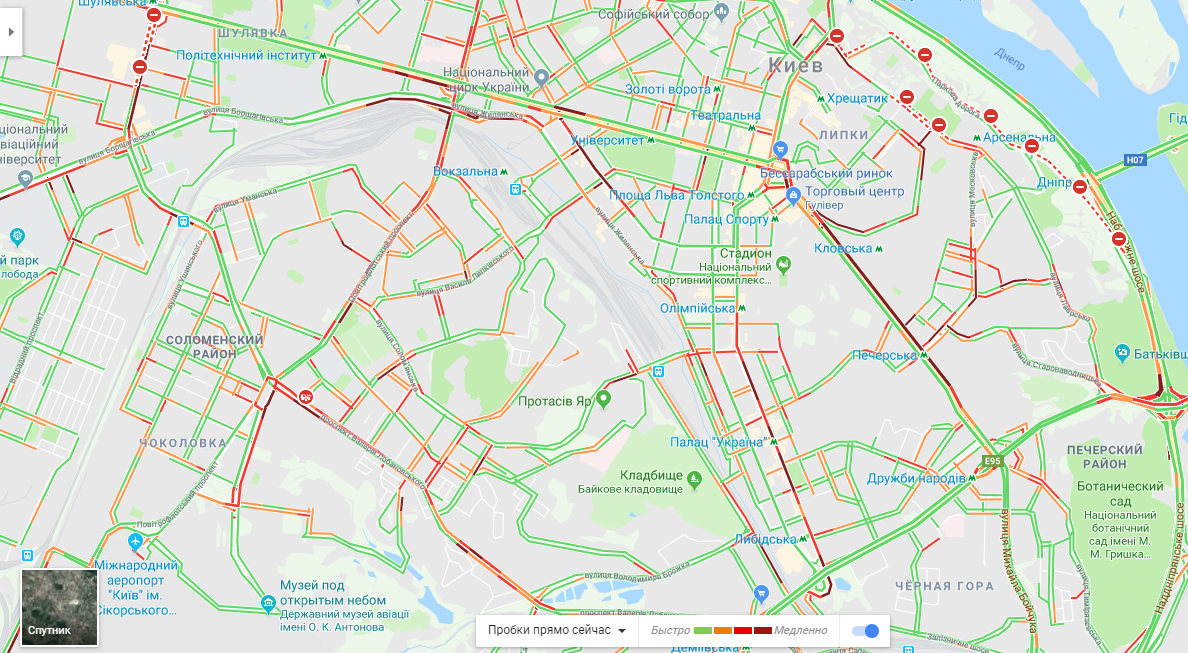 Также загружены и центральные магистрали Киева