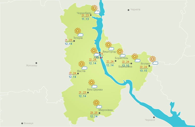 Погода в Киеве на 26 мая