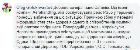 Генеральный директор компании Aerohandlin Олег Голохвастов принес извинения пассажирам