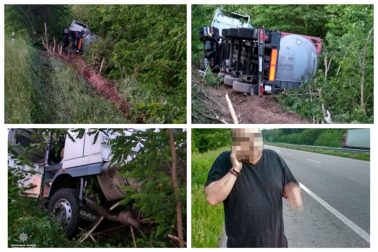 Водитель грузовика уснул и вылетел в кювет. Обошлось без пострадавших