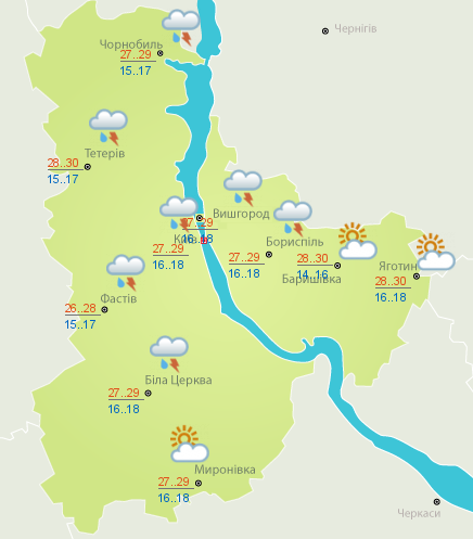 Погода в Киеве на 7 июня 