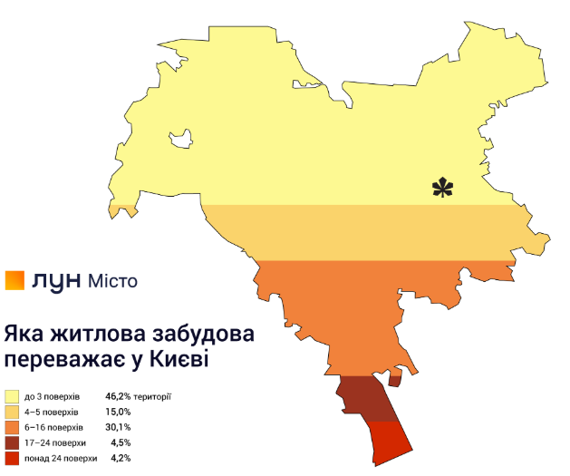 Вот так распределяется этажность по всему Киеву