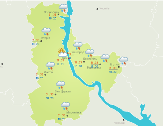 Погода на 23 июня в Киеве