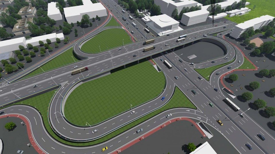 Красным выделена велодорожка, которую уже начали возводить