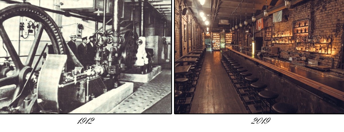 Знаменитая холодильная установка Бессарабского рынка (слева) и бесконечная барная стойка (справа)