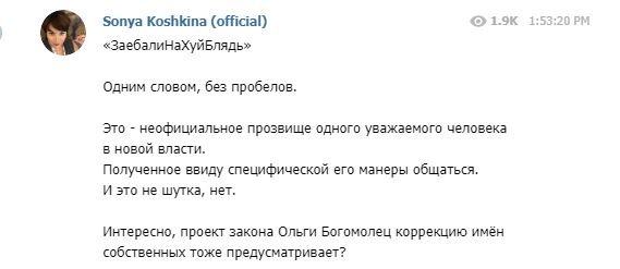 Журналистка Соня Кошкина не осталась в стороне 