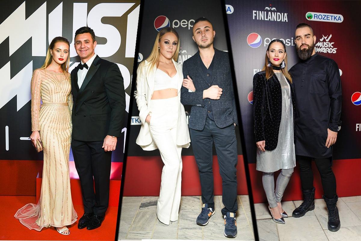 Николай Тищенко с женой Аллой Барановской, ALYOSHA с мужем Тарасом Тополей и группа The Hardkiss