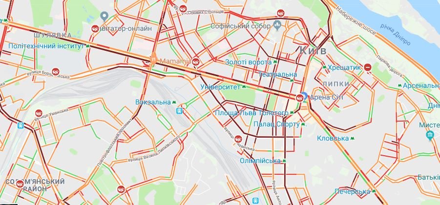 Пробки сковали центр Киева Пробки сковали центр Киева