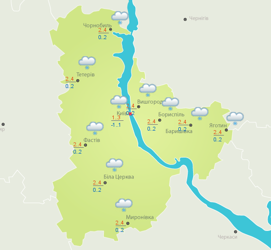 Погода на 31 декабря в Киеве