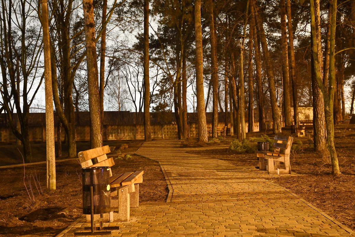 В парке пустуют лавочки и совершенно безлюдно