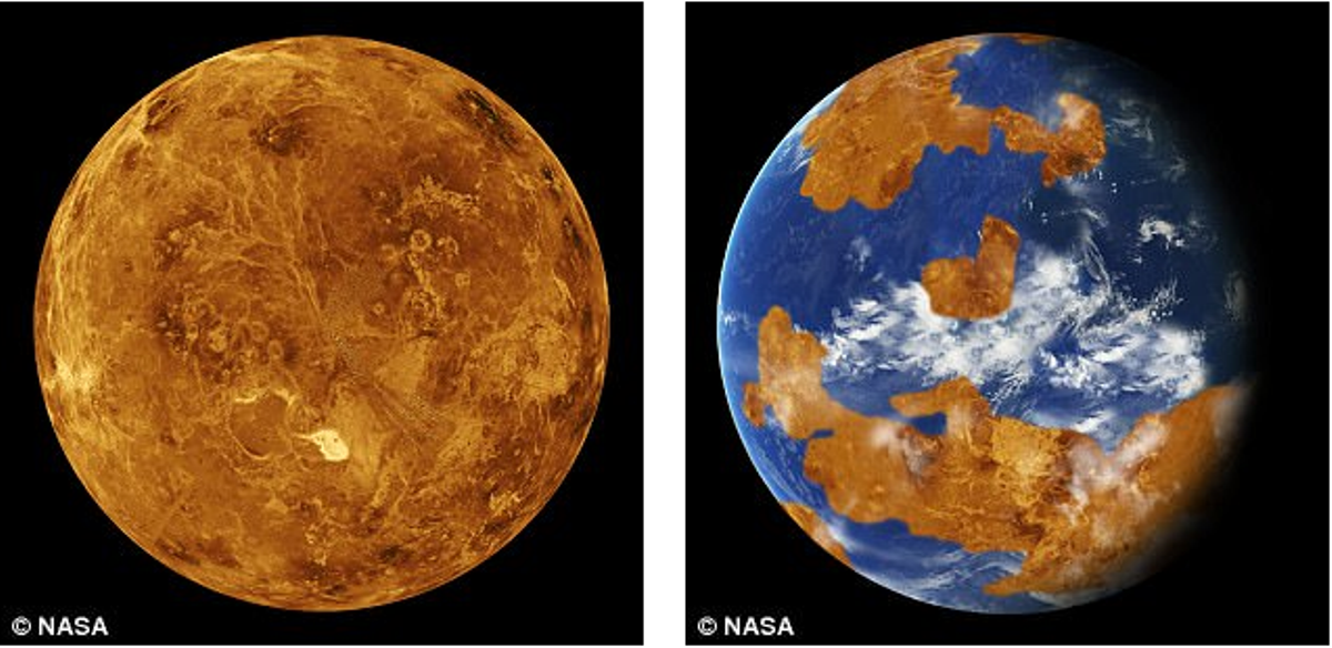 Через 200 лет жара сделает Землю похожей на Венеру (слева) Через 200 лет жара сделает Землю похожей на Венеру (слева)