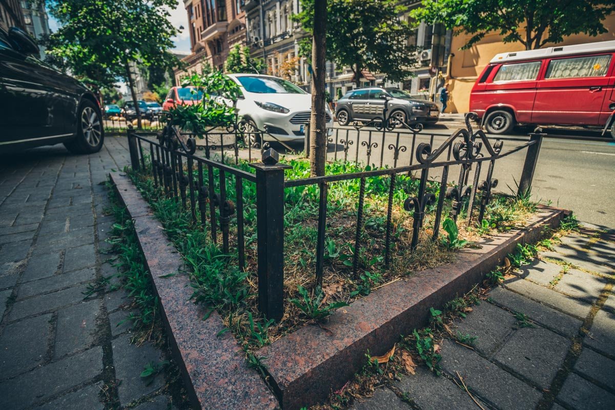 Металлические ограждения местами заржавели 