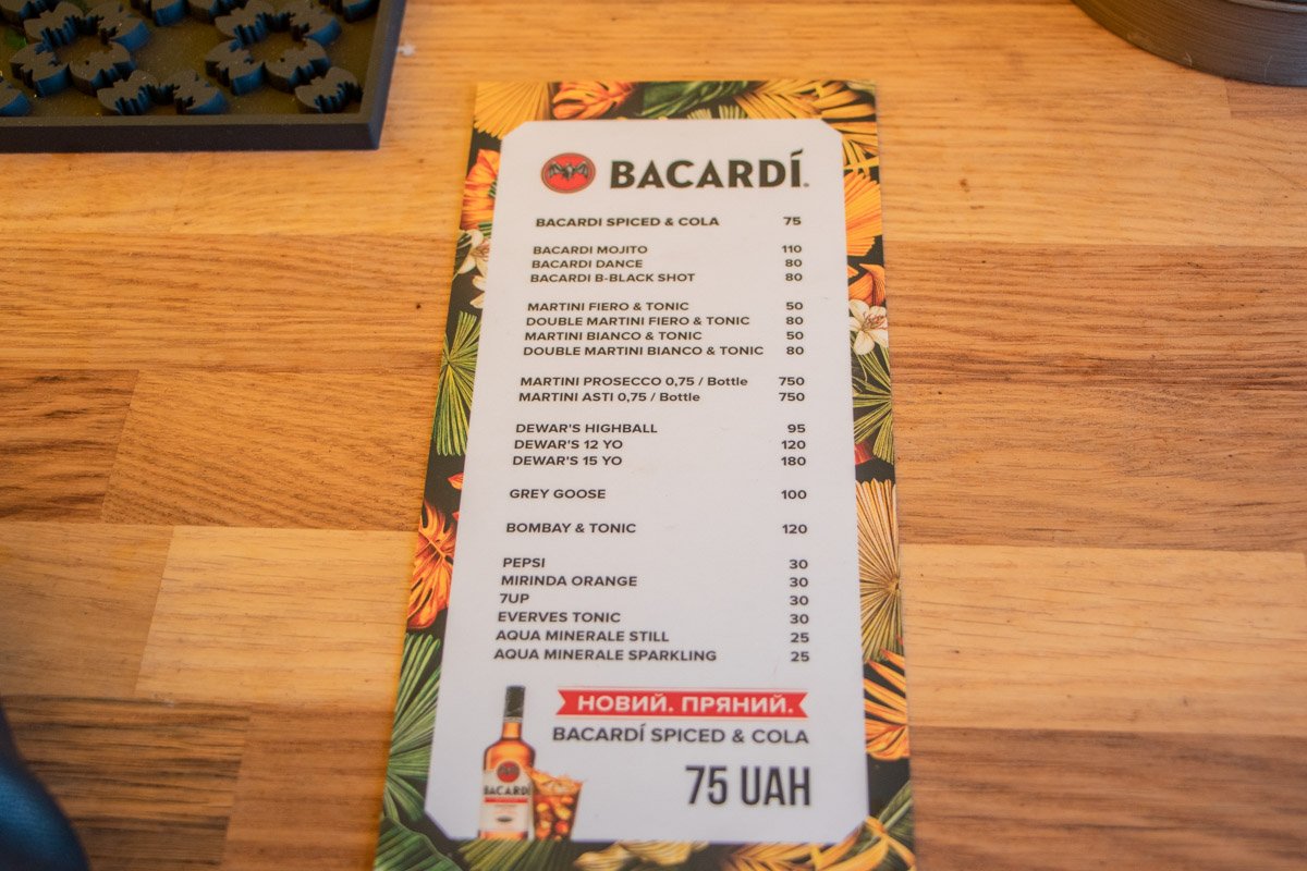 Цены на баре не отличаются от других локаций 