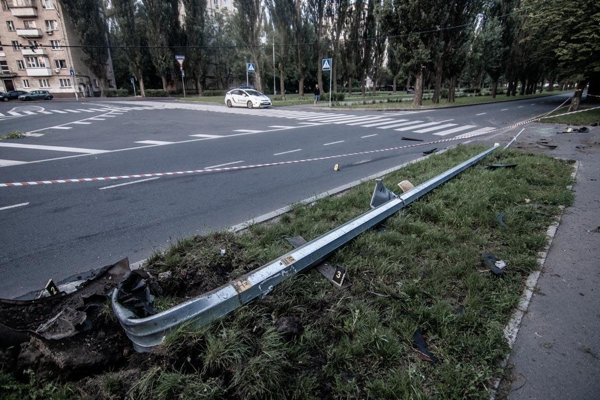 Авто снесло столб и "припарковалось" в кустах