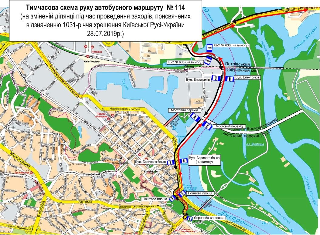Схема движения автобусов №114