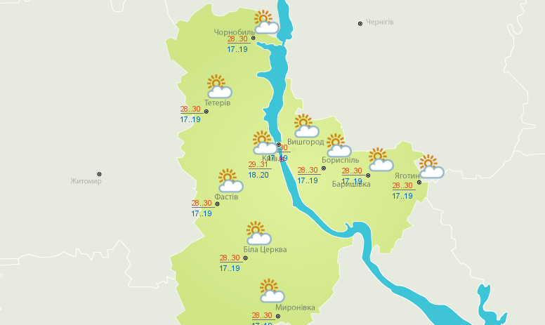 Прогноз погоды на 28 июля