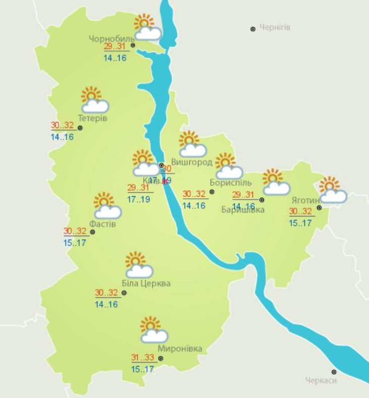 Погода на 28 июля в Киеве и области Погода на 28 июля в Киеве и области