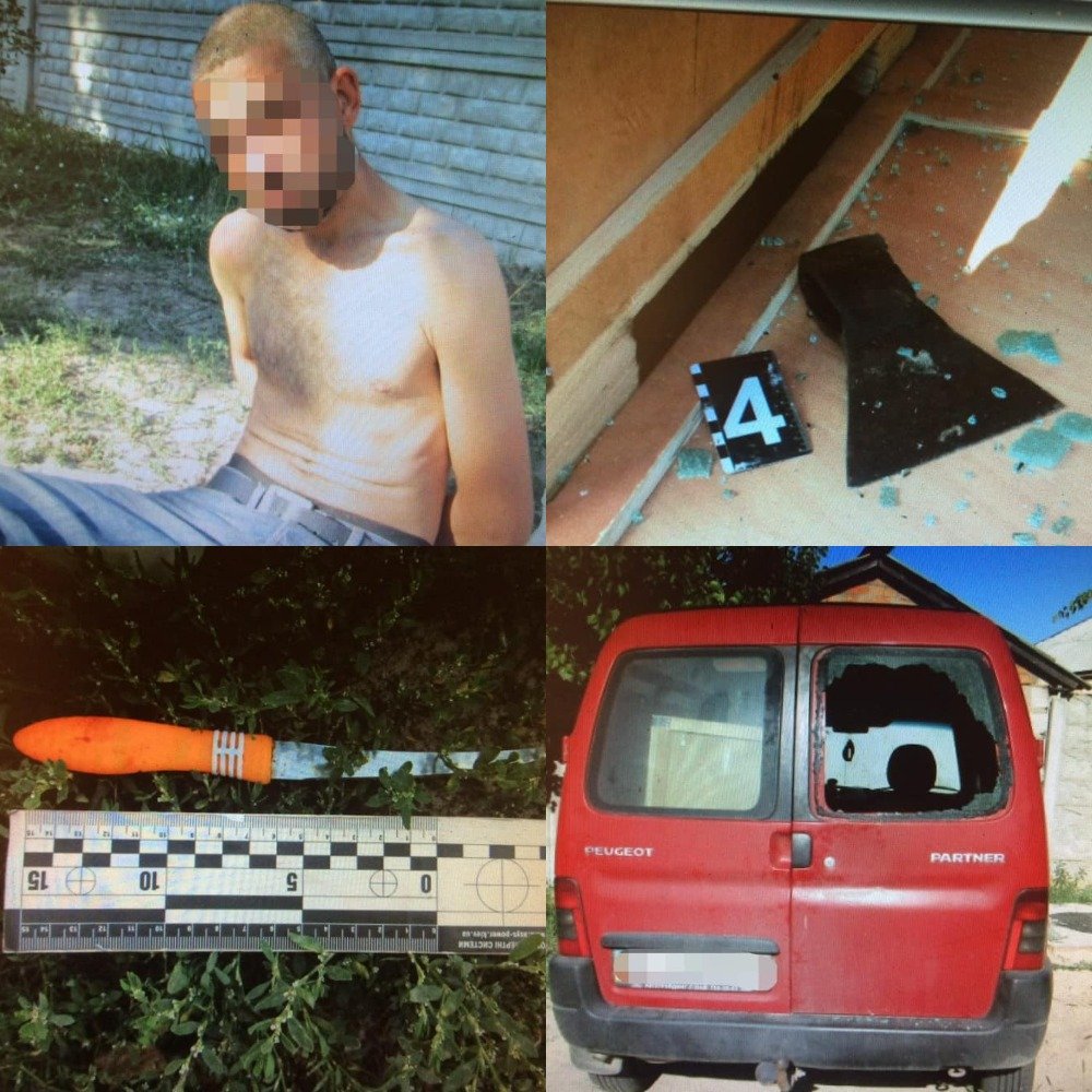 Мужчина в состоянии алкогольного опьянения бросался на соседей, разбивал машины, а когда прибыли копы - набросился и на них 