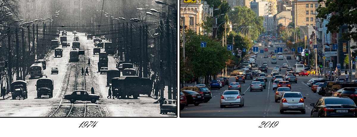 Трамвайных путей здесь больше нет, да и машин стало гораздо больше Трамвайных путей здесь больше нет, да и машин стало гораздо больше