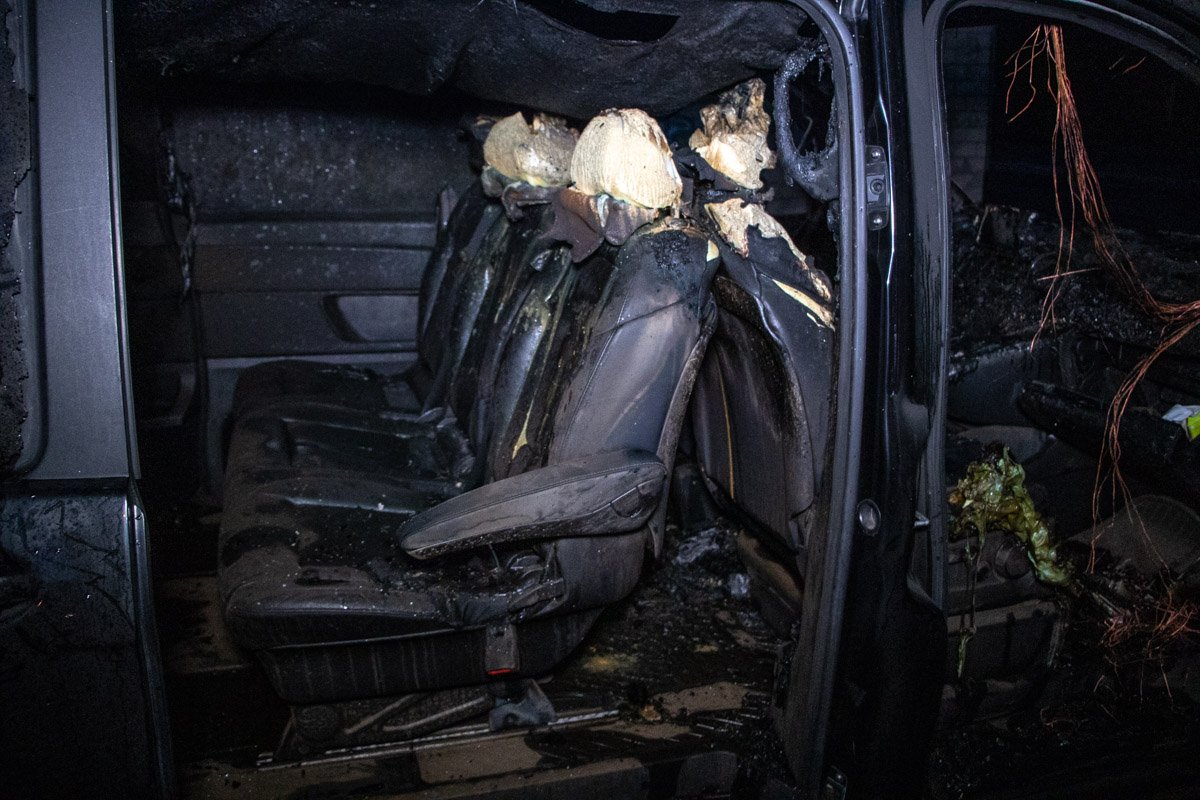 Пассажирские кресла также обуглились, но сгореть не успели Пассажирские кресла также обуглились, но сгореть не успели