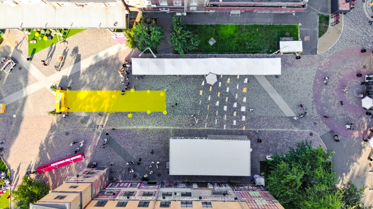 На центральном входе гостей ждала желтая дорожка 