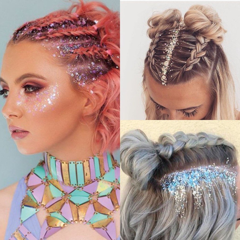 Варианты причесок с блестками 