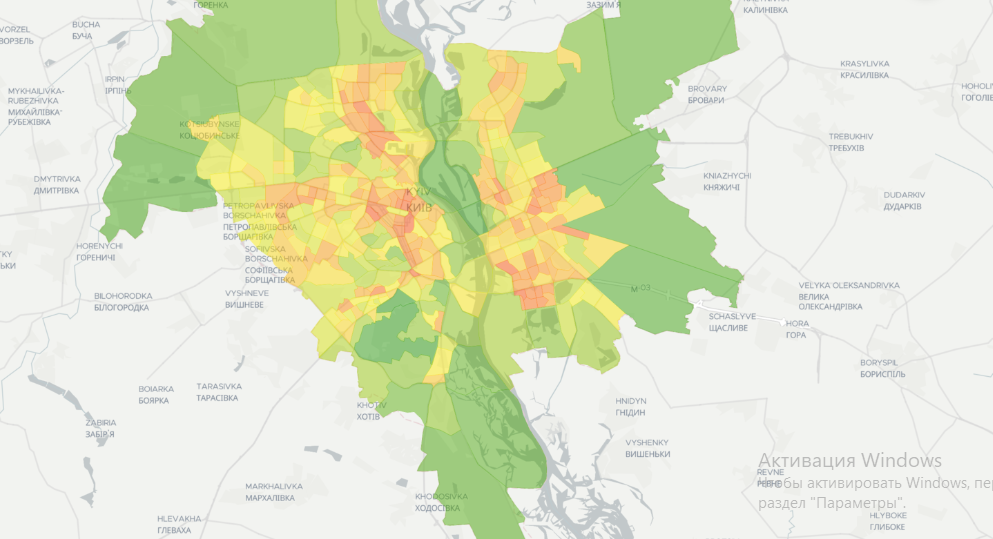 Карта озеленения Киева Карта озеленения Киева