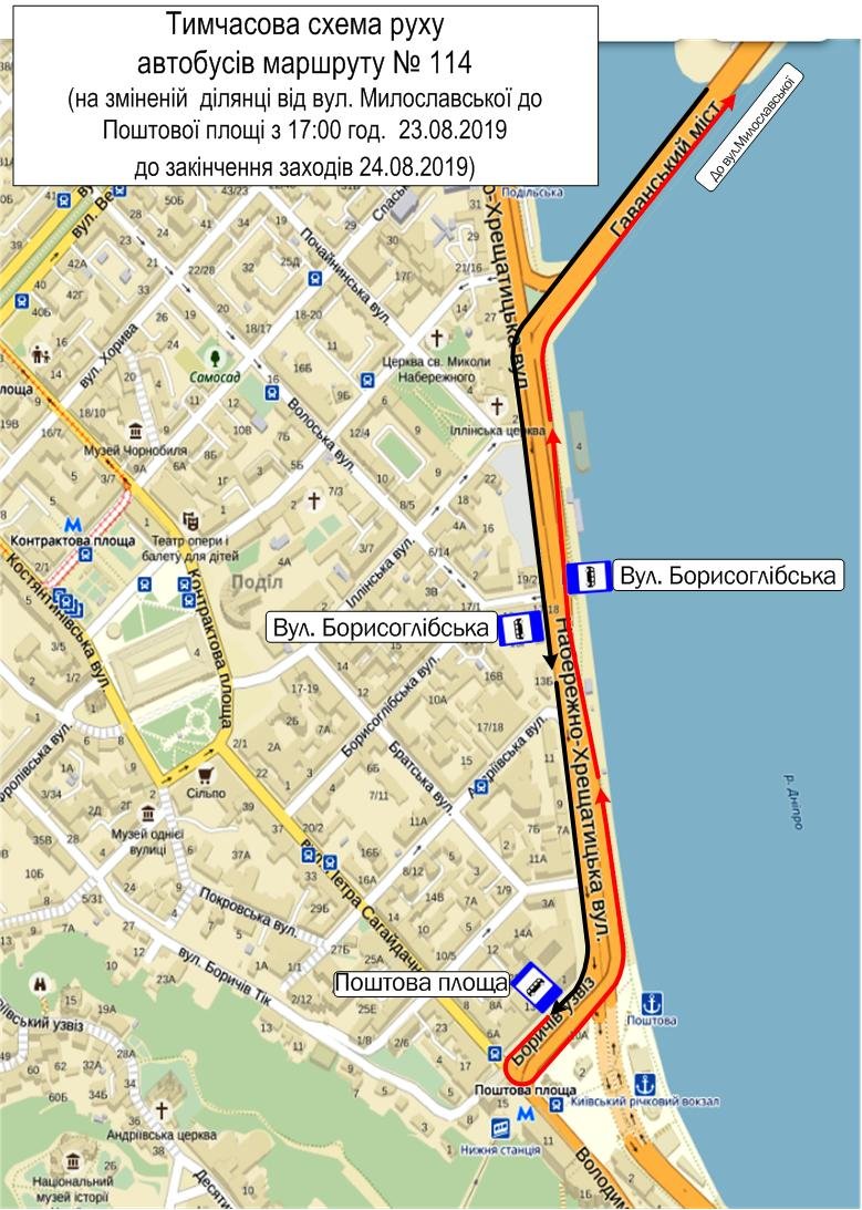 Схема движения автобусов №114