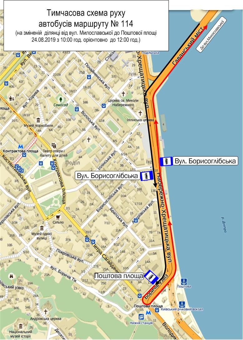 Схема движения автобусов №114