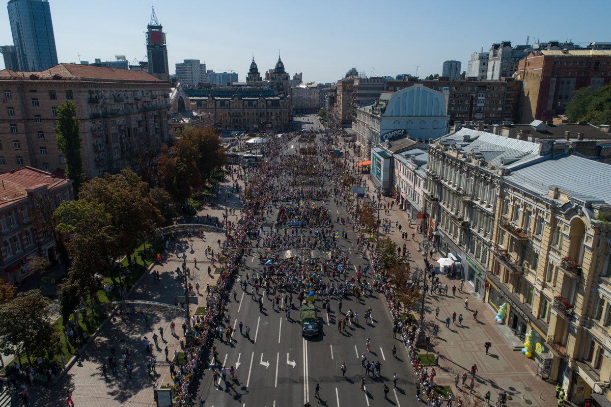 Начало колонны на Крещатике