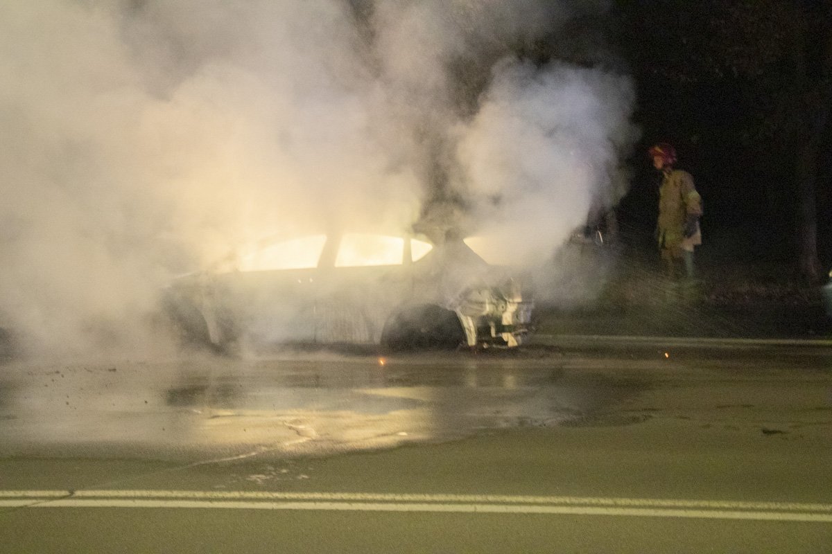 Горел припаркованный у обочины автомобиль Seat