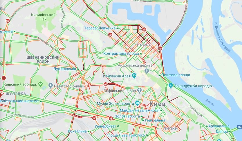 Подол также загружен, особенно по пути к центру Подол также загружен, особенно по пути к центру