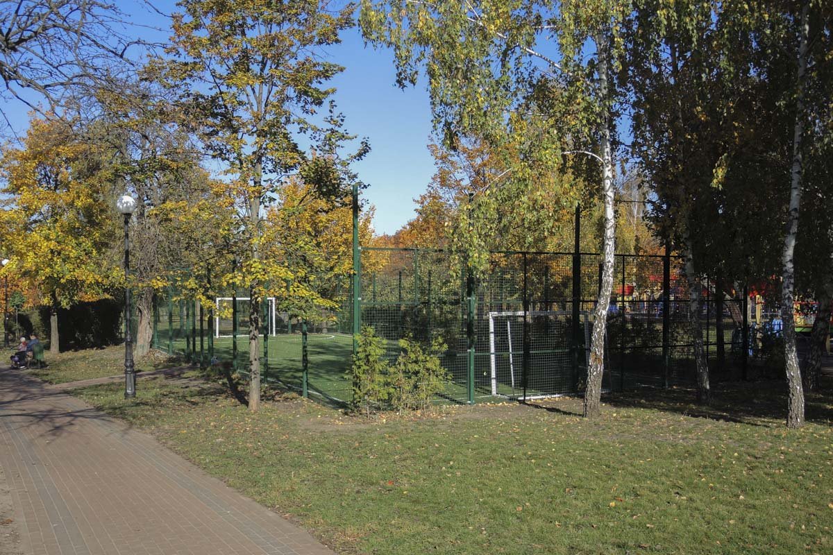 А еще здесь в парке созданы прекрасные условия для занятий спортом - тут и футбольная площадка